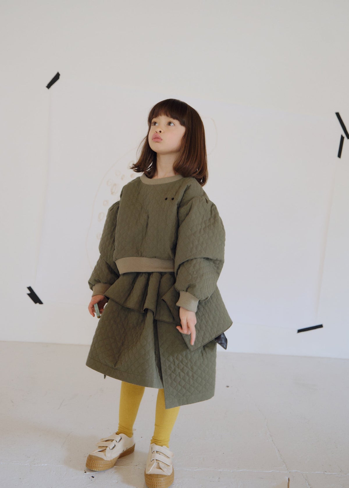 Quilted Sweatshirt OLIVE GREEN