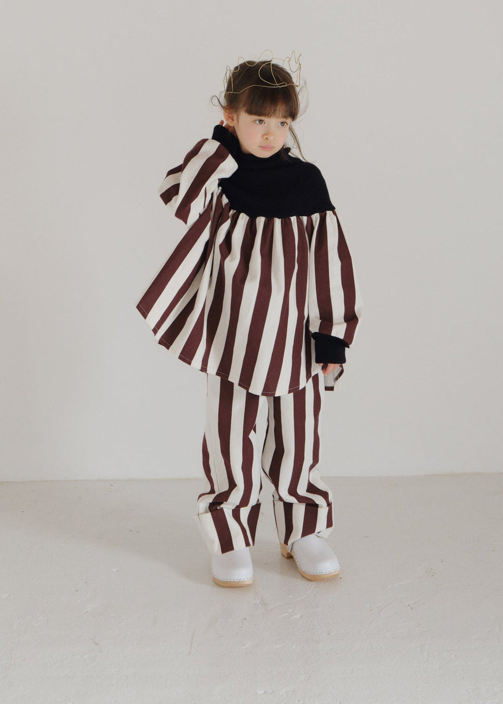 Striped Rib Tunic CREAM × RASPBERRY CHOCOLATE