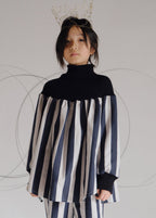 Striped Rib Tunic WOLF GRAY × BLUEBERRY