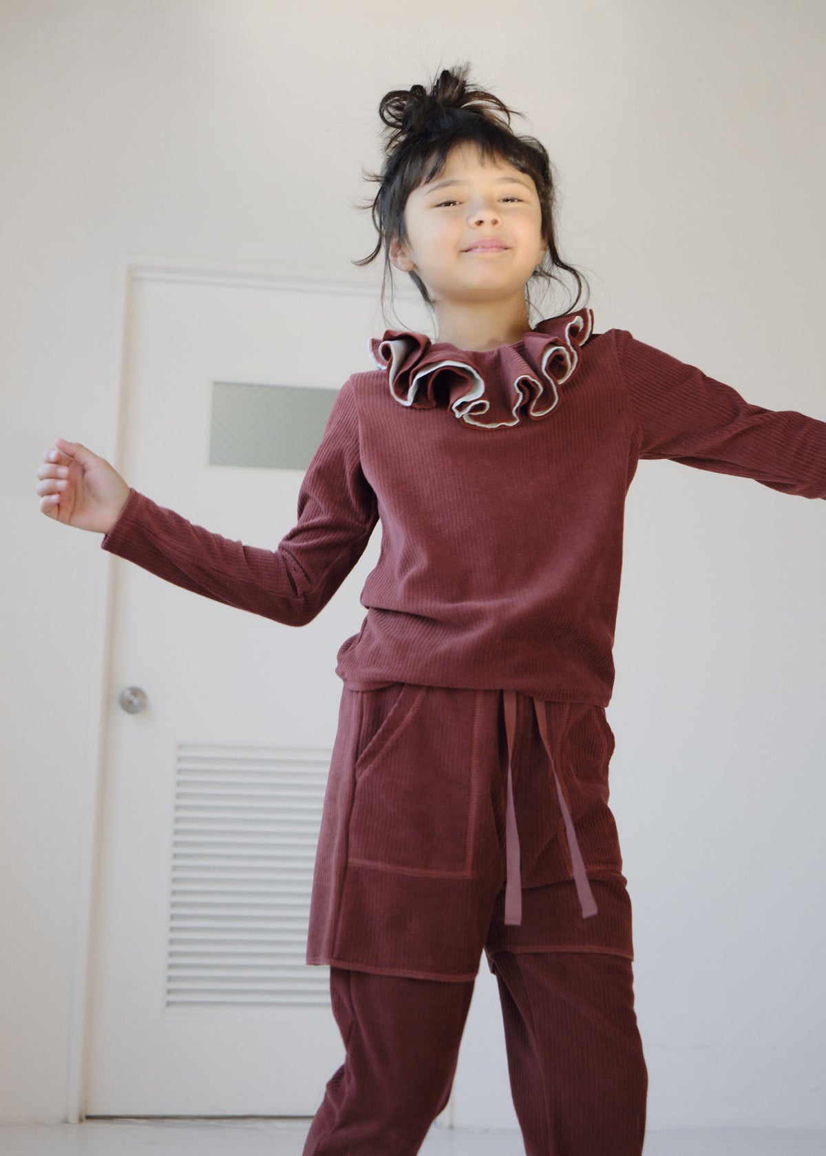 Velour Layered Pants CHESTNUT BROWN