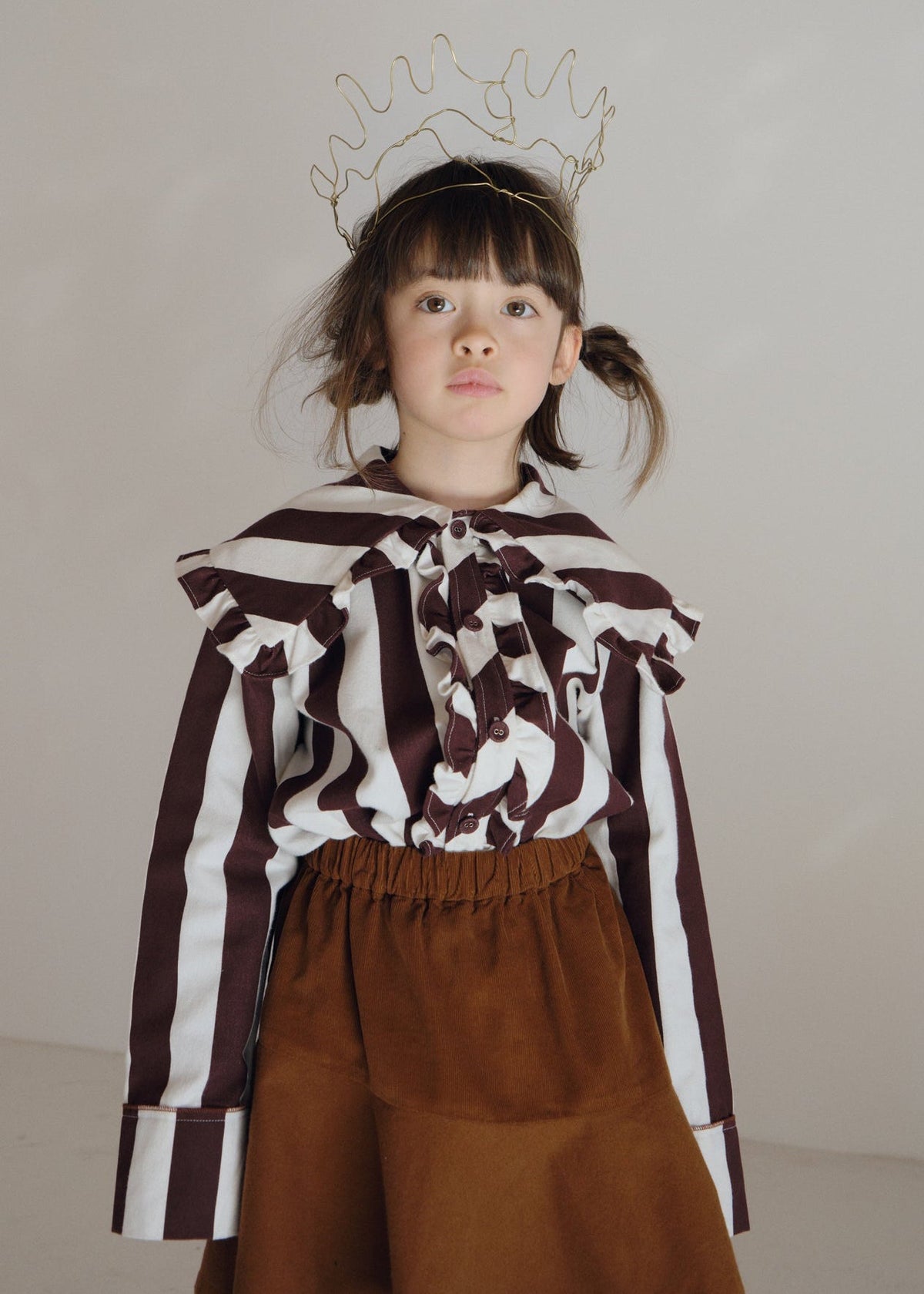Striped Collar Blouse CREAM × RASPBERRY CHOCOLATE