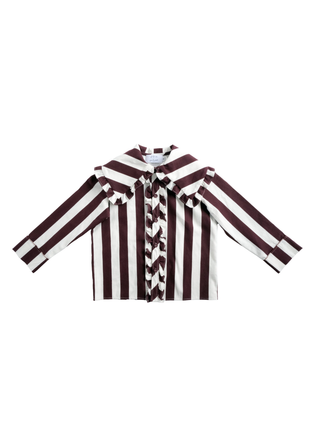 Striped Collar Blouse CREAM × RASPBERRY CHOCOLATE