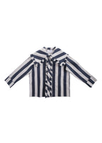 Striped Collar Blouse WOLF GRAY × BLUEBERRY