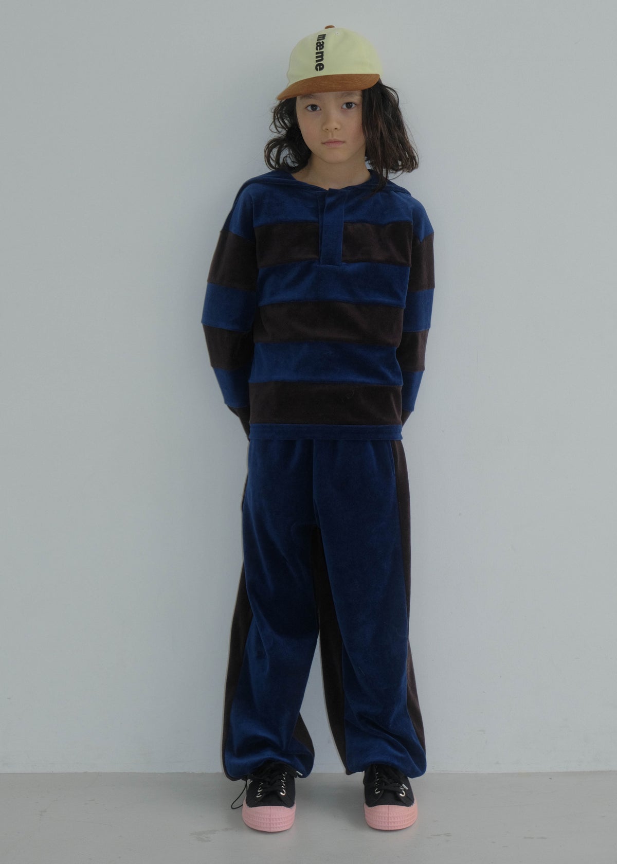 Velour Panel Pants NAVY × ESPRESSO