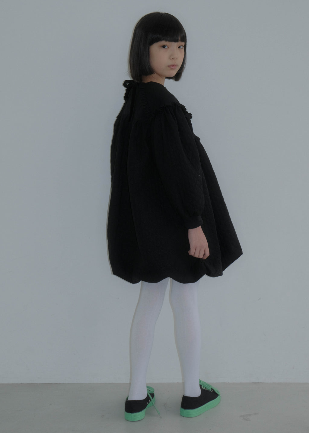Quilted Balloon Dress BLACK