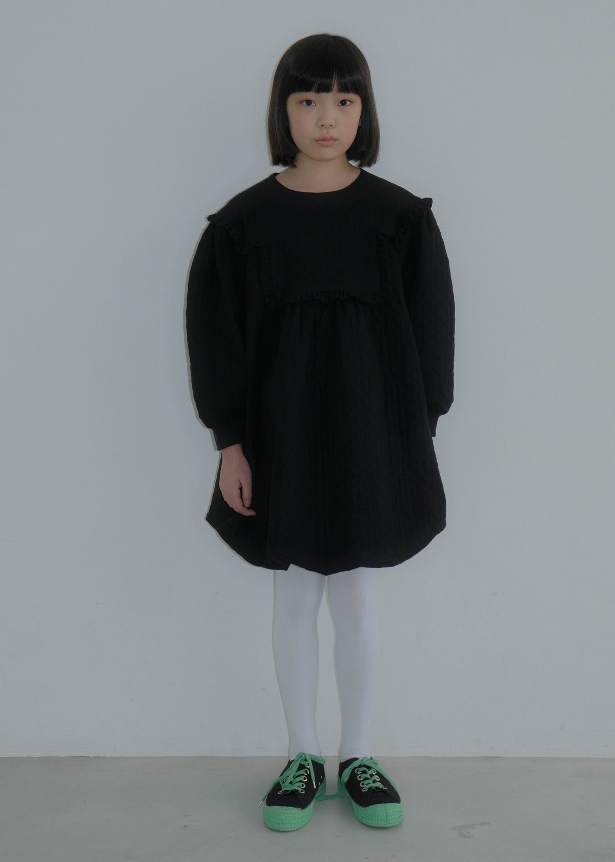 Quilted Balloon Dress BLACK