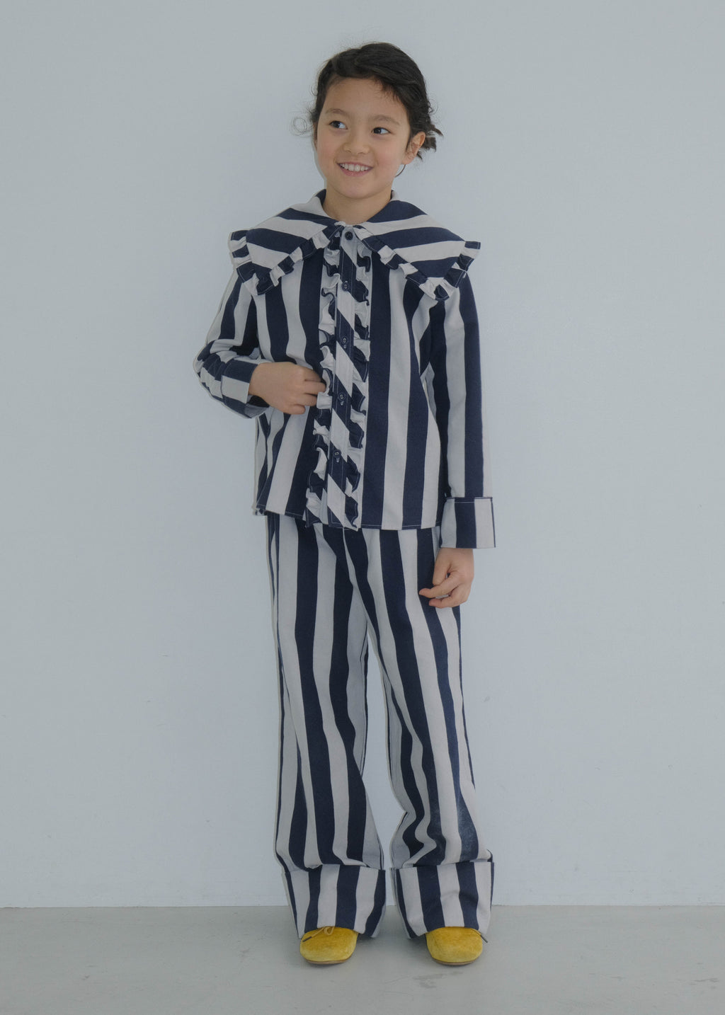 Striped Pants WOLF GRAY × BLUEBERRY