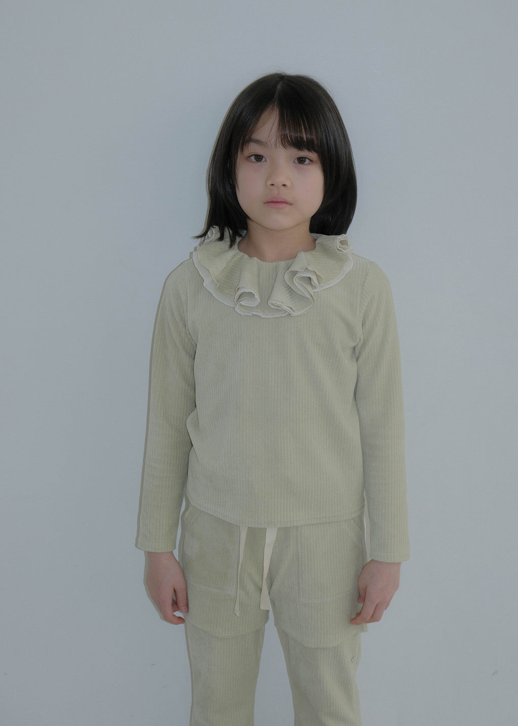 Velour Frill Collar Pullover SAND BEIGE