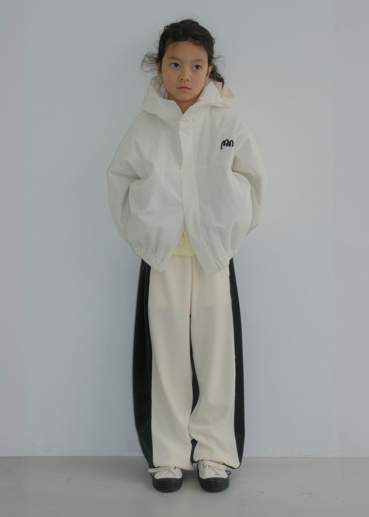 Velour Panel Pants IVORY × MOSS GREEN