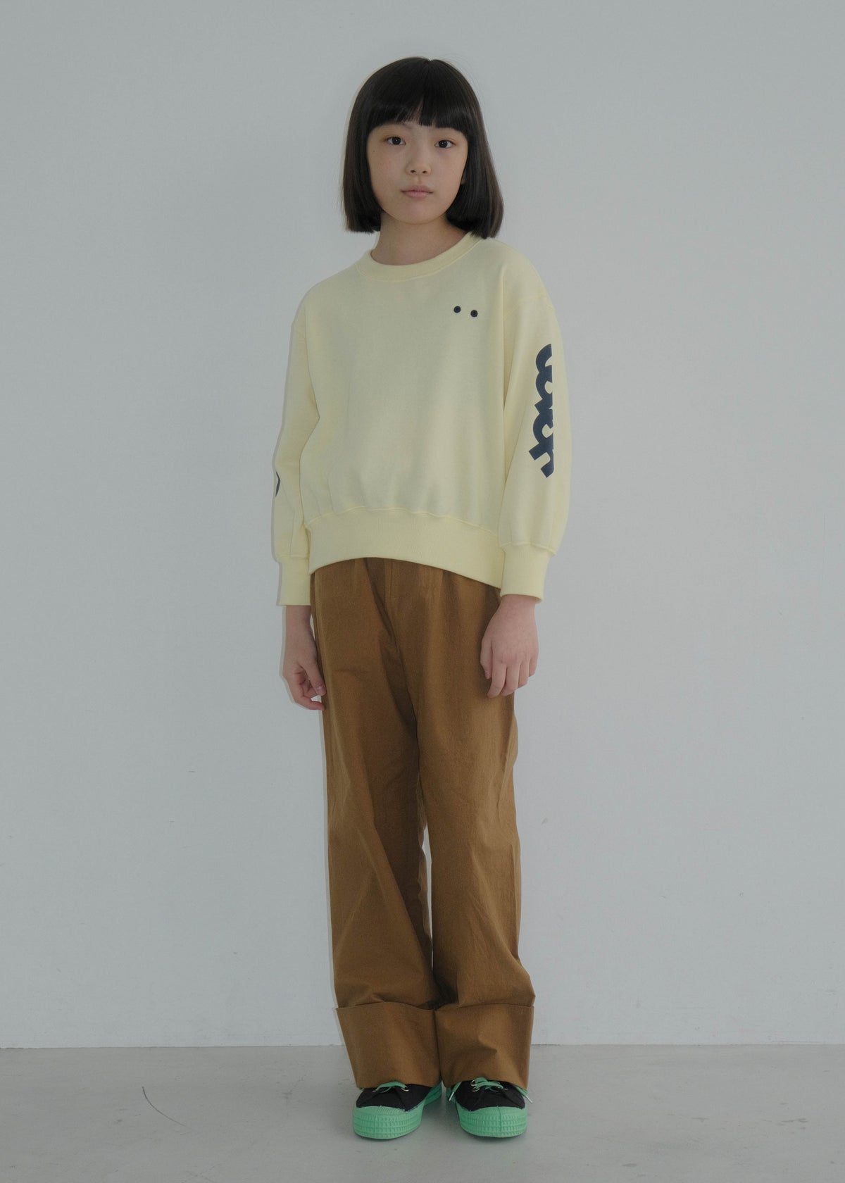 Color Straight Turn Up Pants BROWN