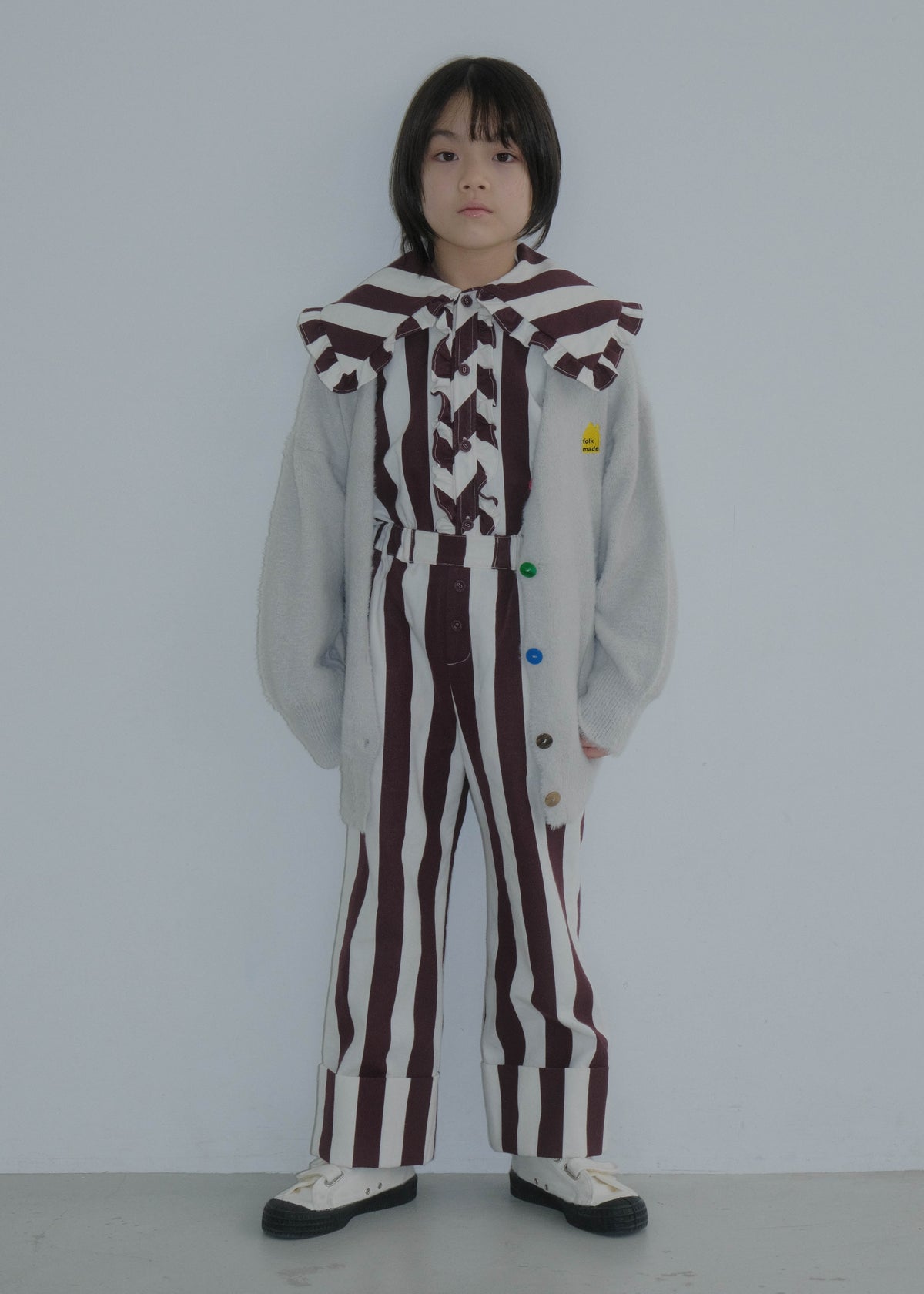 Striped Collar Blouse CREAM × RASPBERRY CHOCOLATE