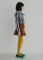 Striped Collar Blouse WOLF GRAY × BLUEBERRY