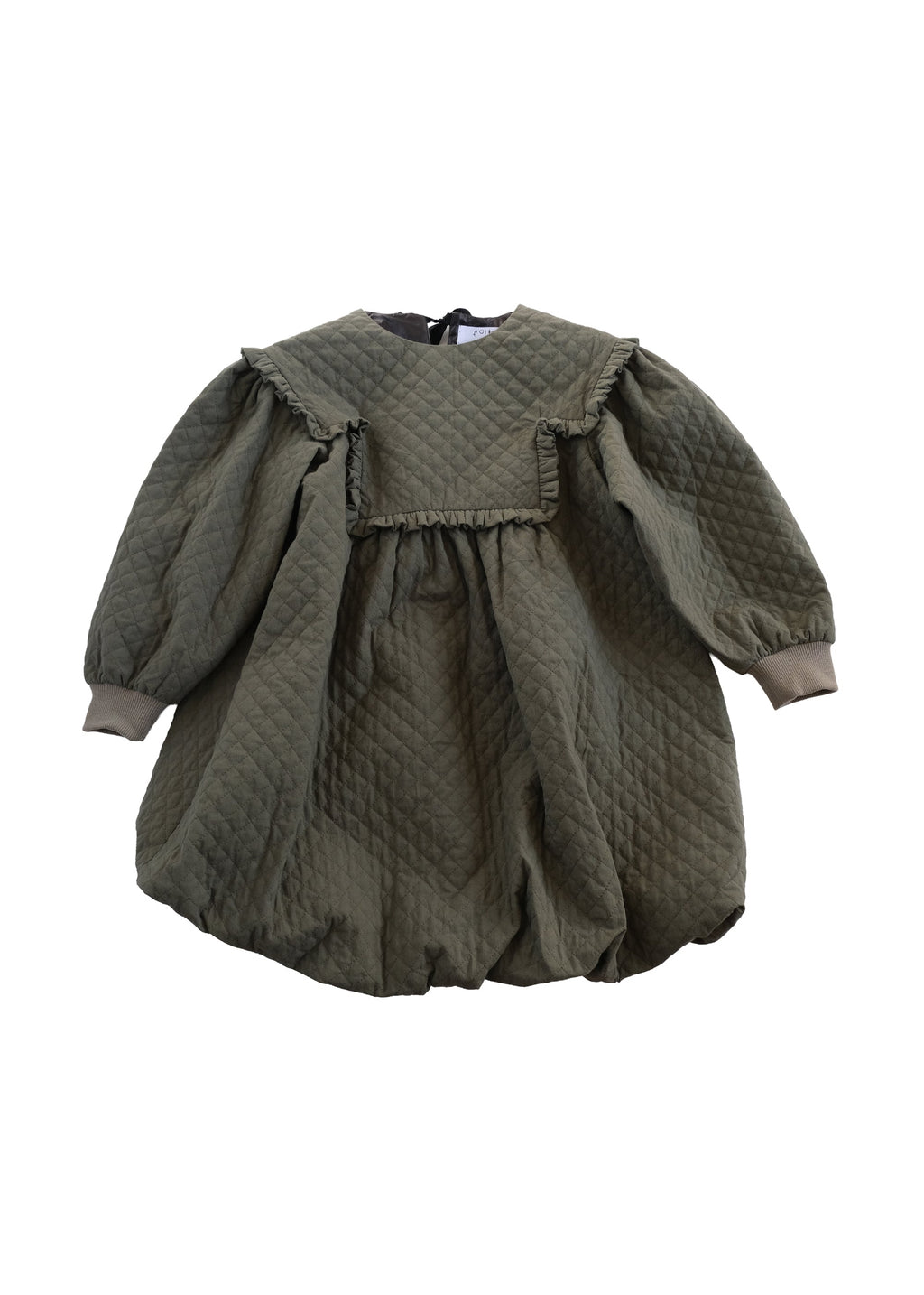 Quilted Balloon Dress OLIVE GREEN