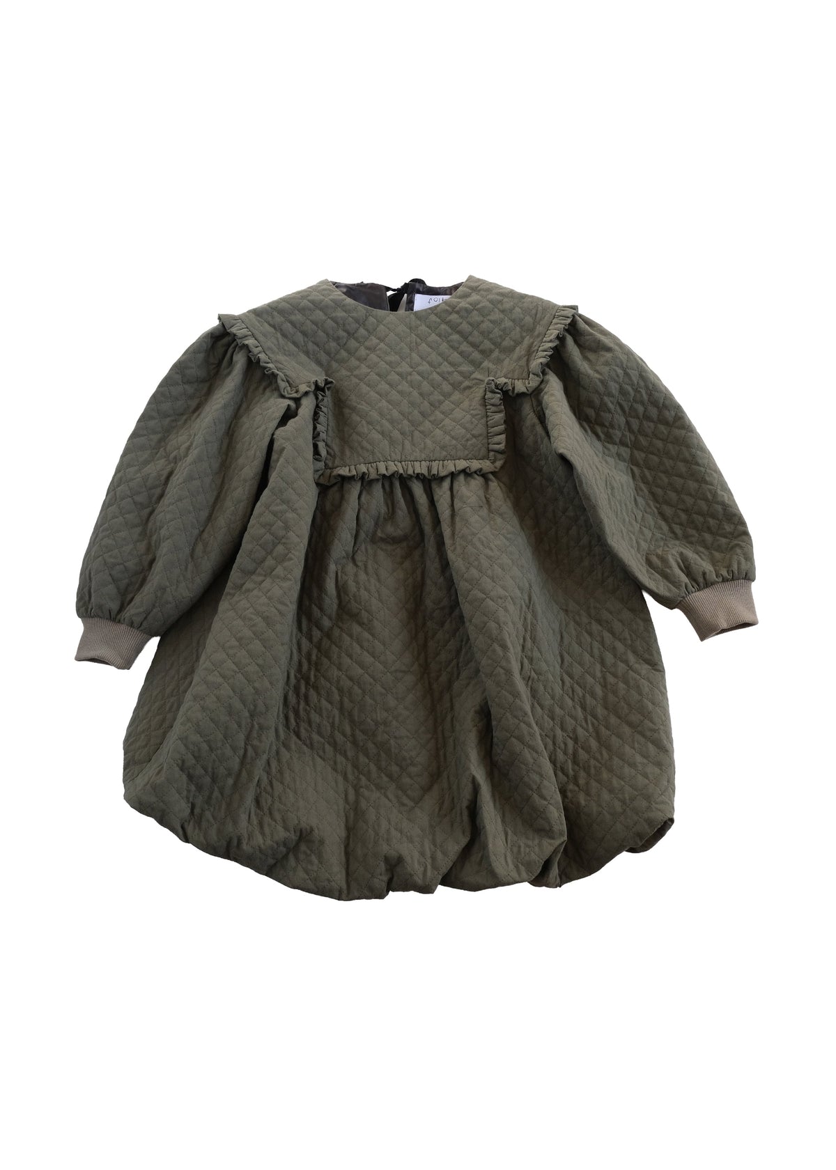 Quilted Balloon Dress OLIVE GREEN