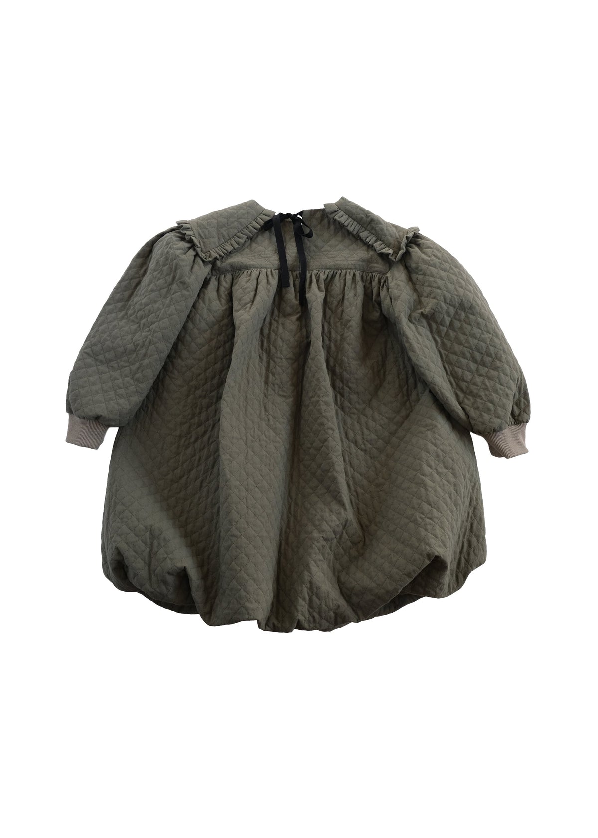 Quilted Balloon Dress OLIVE GREEN