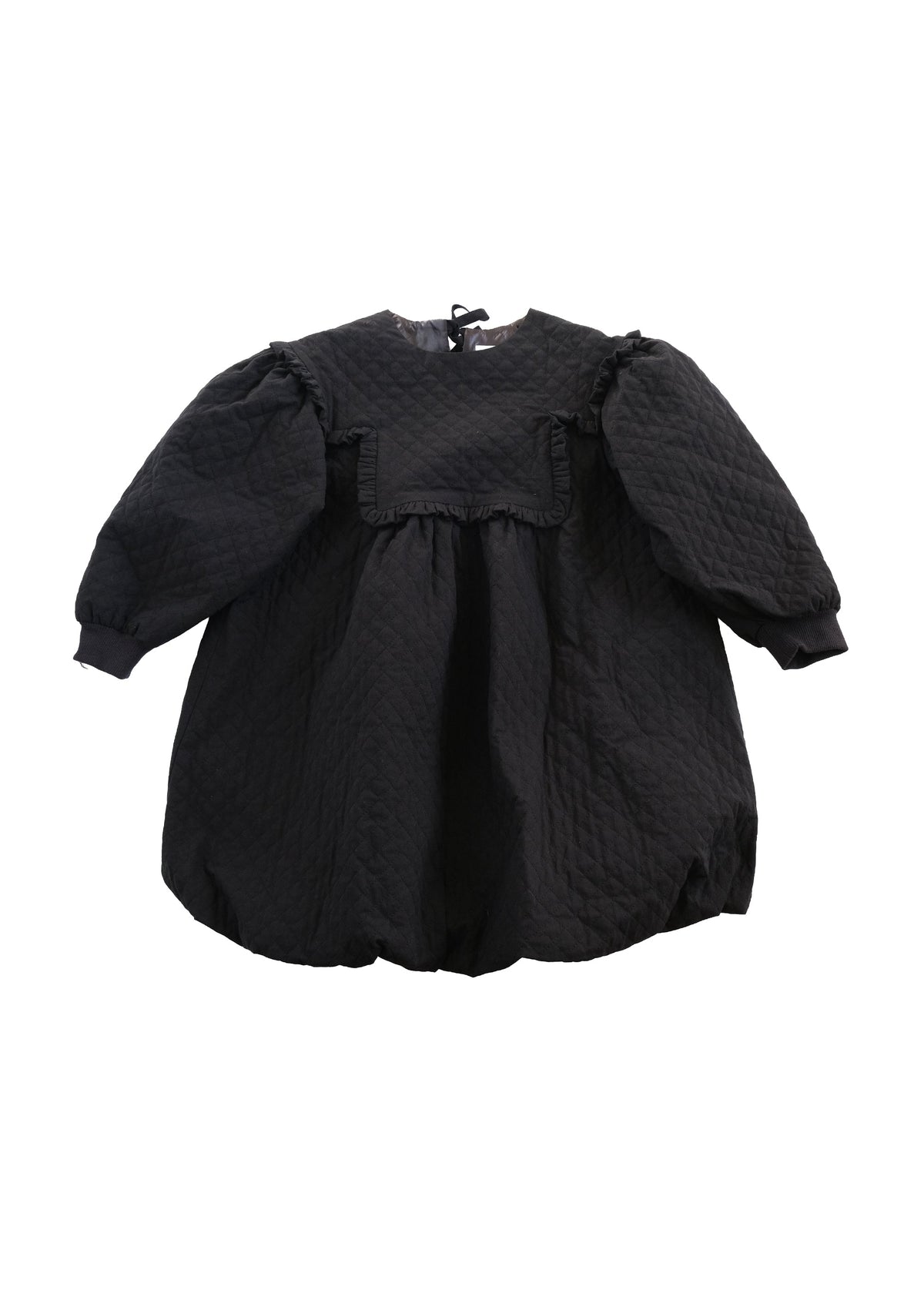 Quilted Balloon Dress BLACK