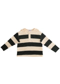 Velour Striped Pullover IVORY × MOSS GREEN