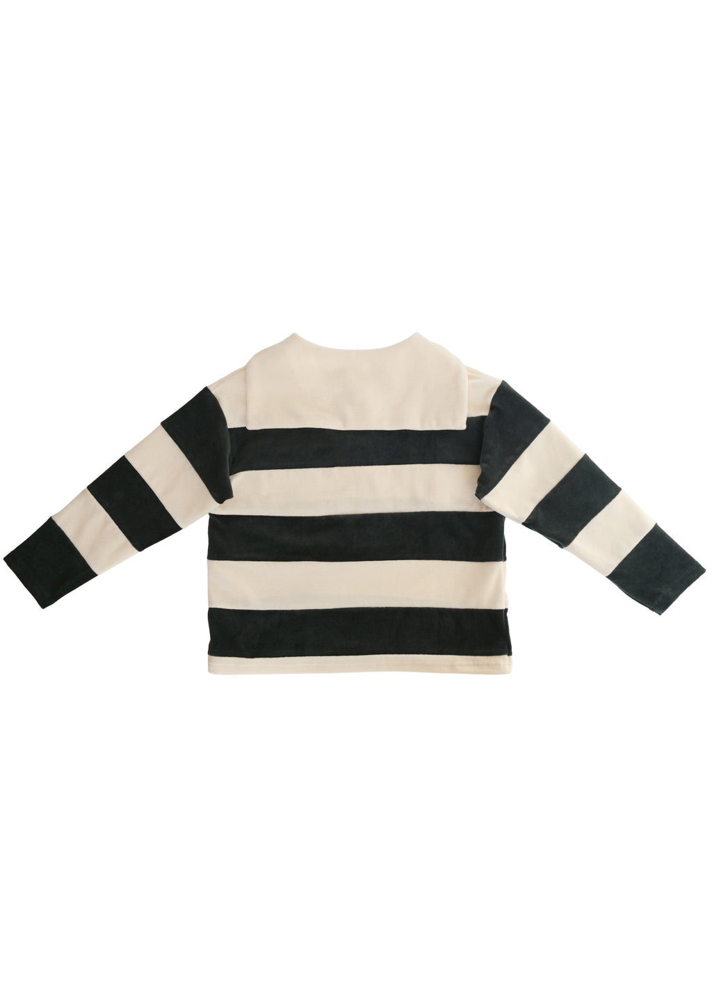 Velour Striped Pullover IVORY × MOSS GREEN