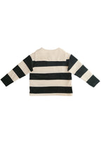 Velour Striped Pullover IVORY × MOSS GREEN