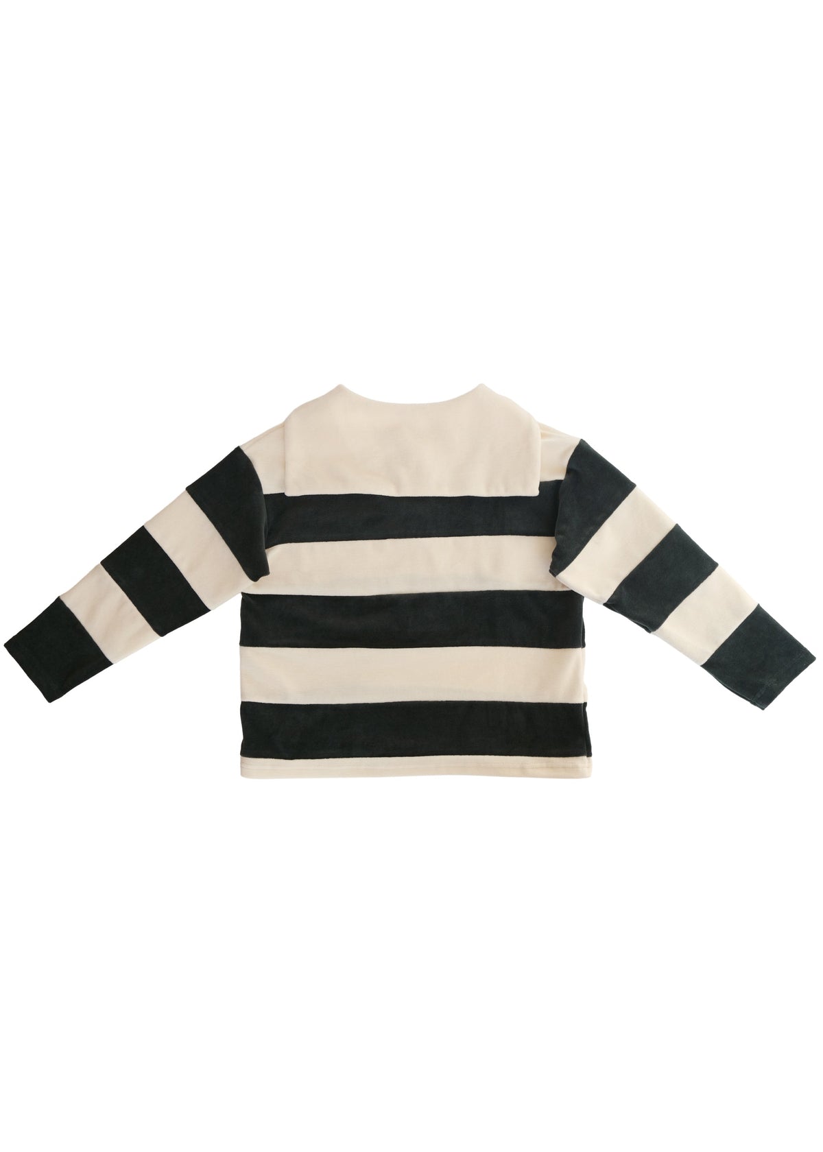 Velour Striped Pullover IVORY × MOSS GREEN