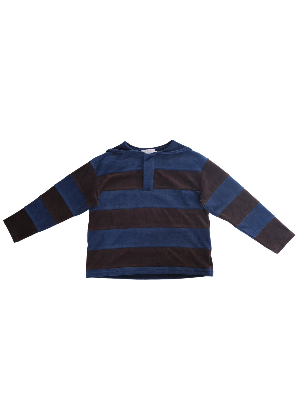 Velour Striped Pullover NAVY × ESPRESSO