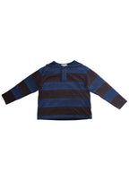Velour Striped Pullover NAVY × ESPRESSO