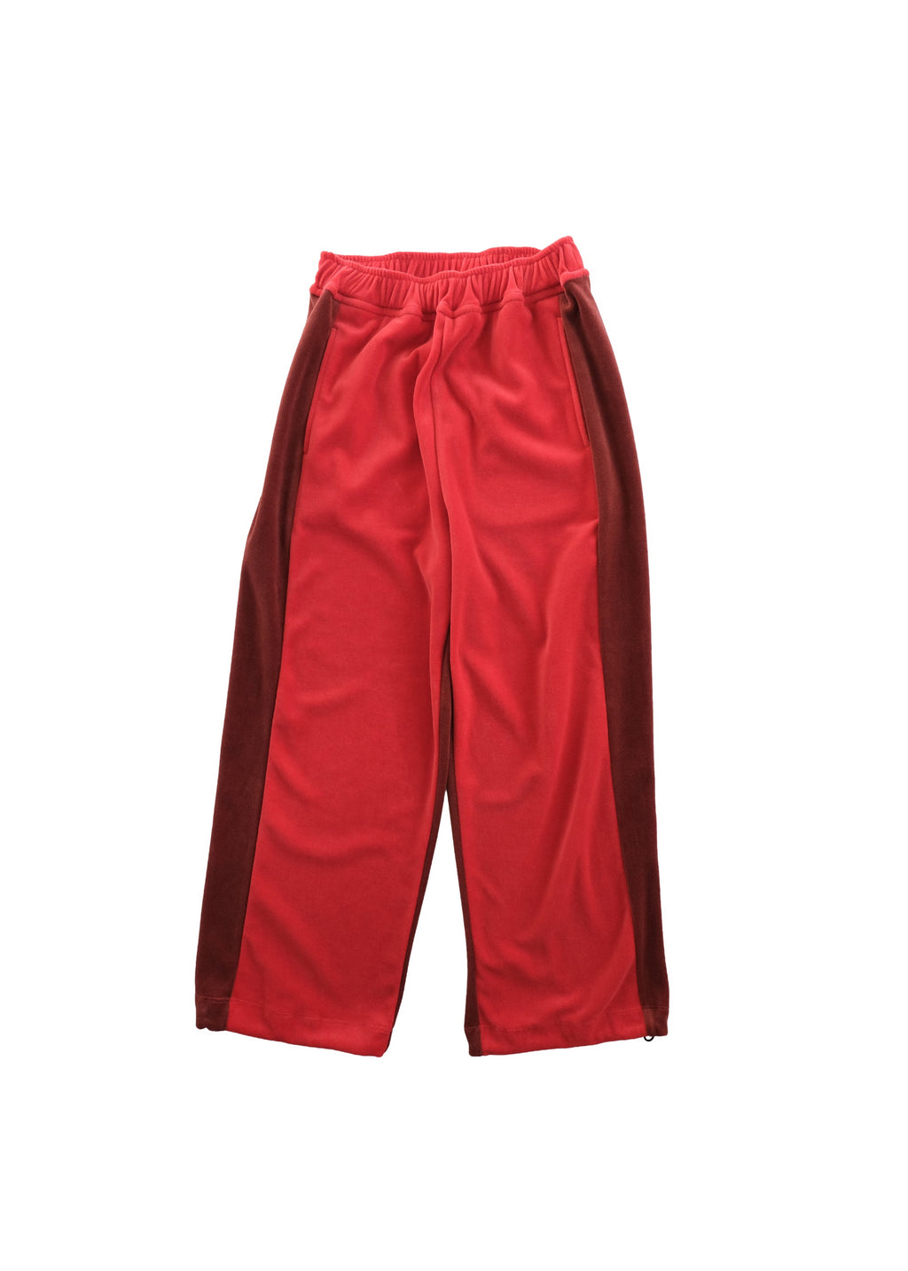 Velour Panel Pants RED × MONKY BROWN