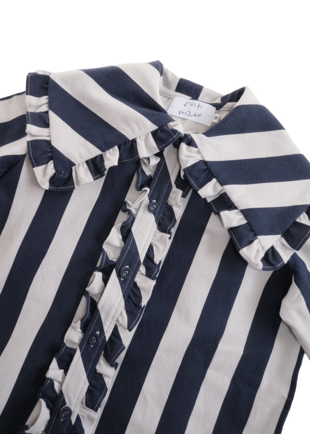 Striped Collar Blouse WOLF GRAY × BLUEBERRY