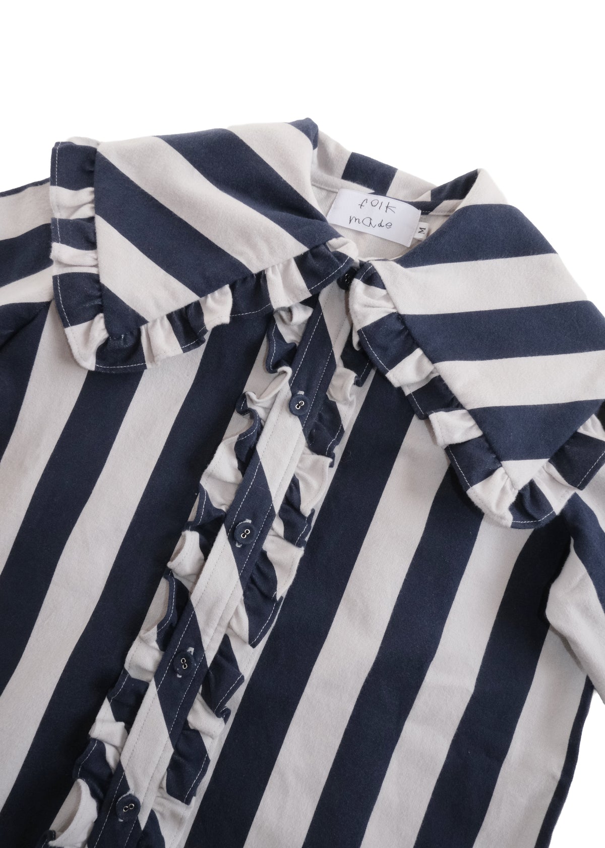 Striped Collar Blouse WOLF GRAY × BLUEBERRY