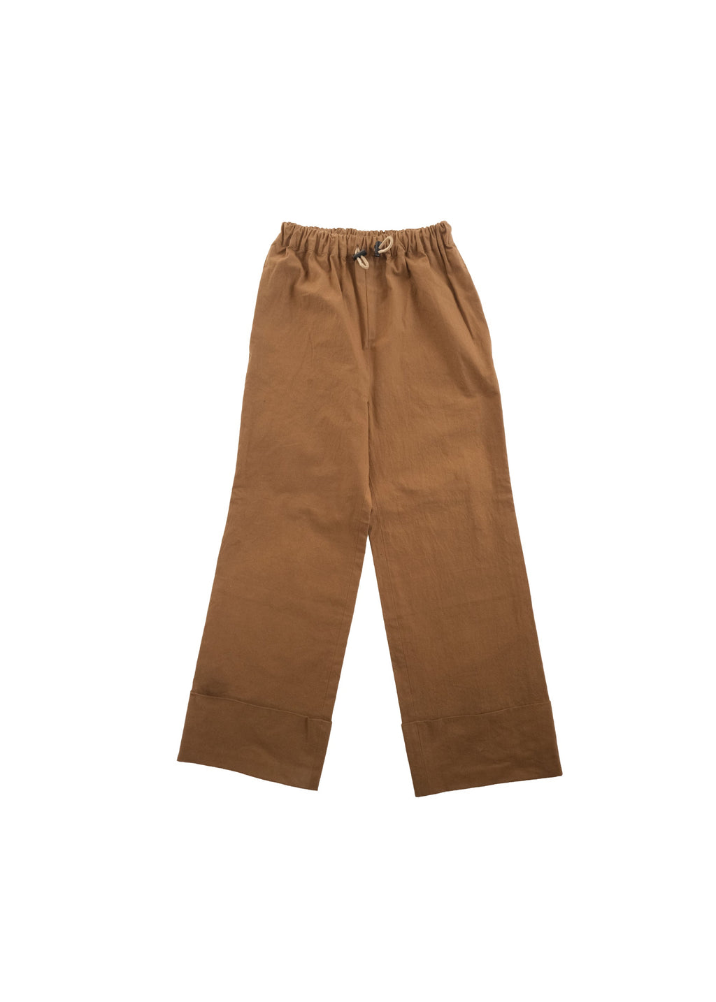 Color Straight Turn Up Pants BROWN