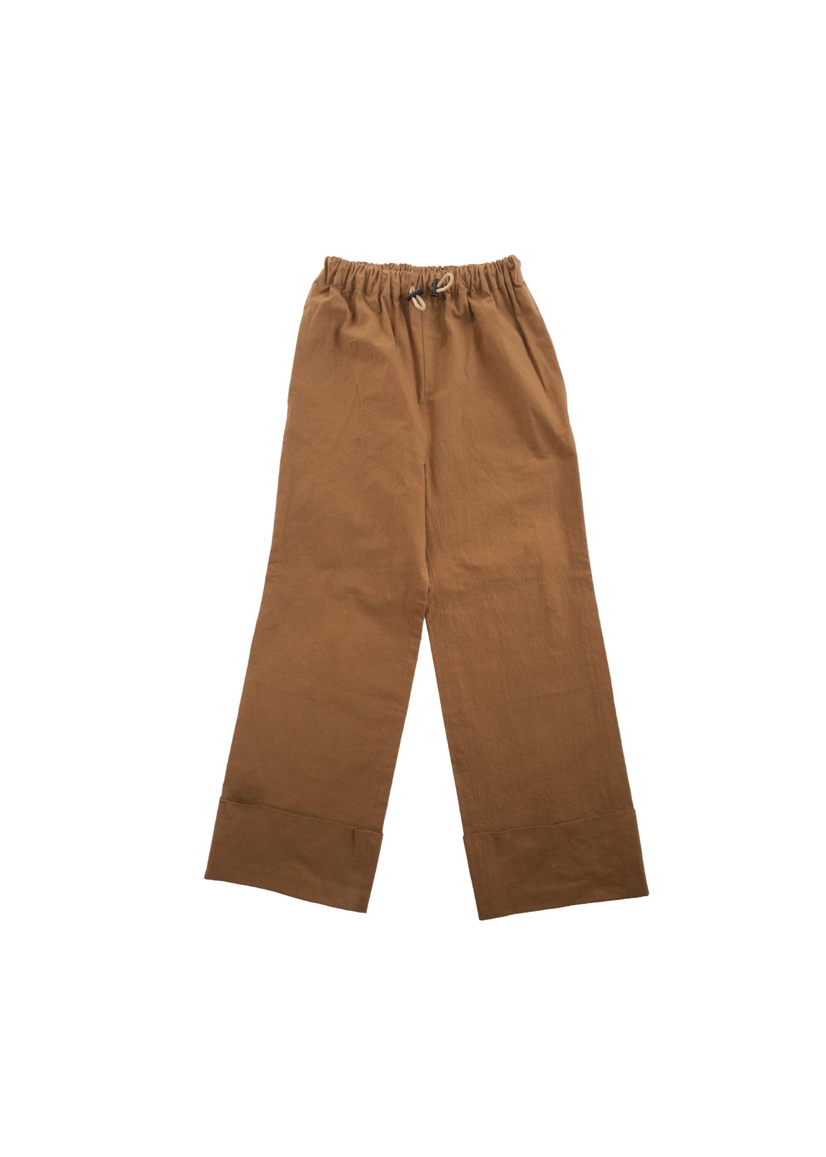 Color Straight Turn Up Pants BROWN
