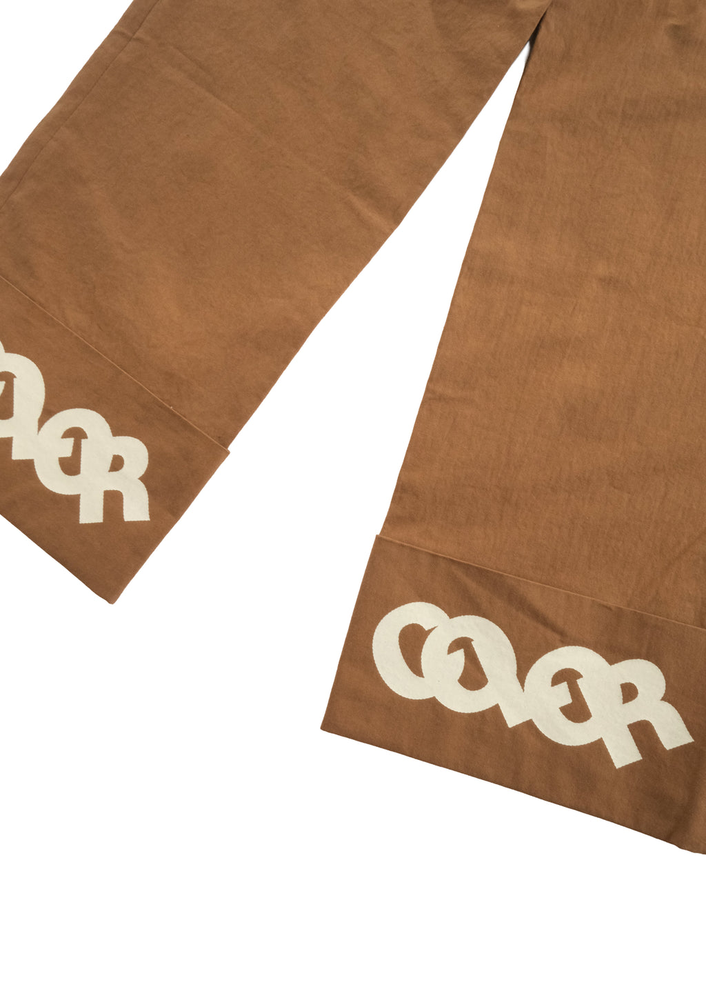 Color Straight Turn Up Pants BROWN