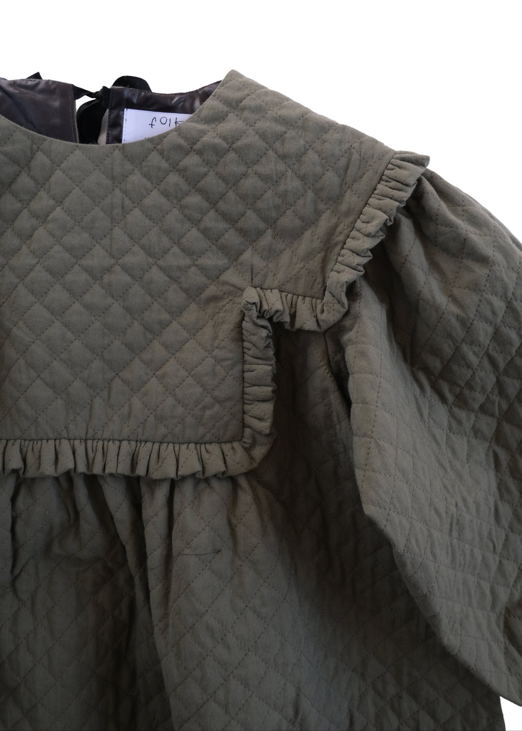 Quilted Balloon Dress OLIVE GREEN