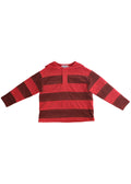 Velour Striped Pullover RED × MONKY BROWN