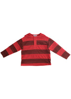 Velour Striped Pullover RED × MONKY BROWN