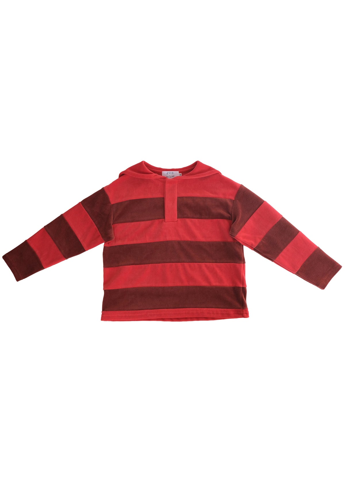 Velour Striped Pullover RED × MONKY BROWN