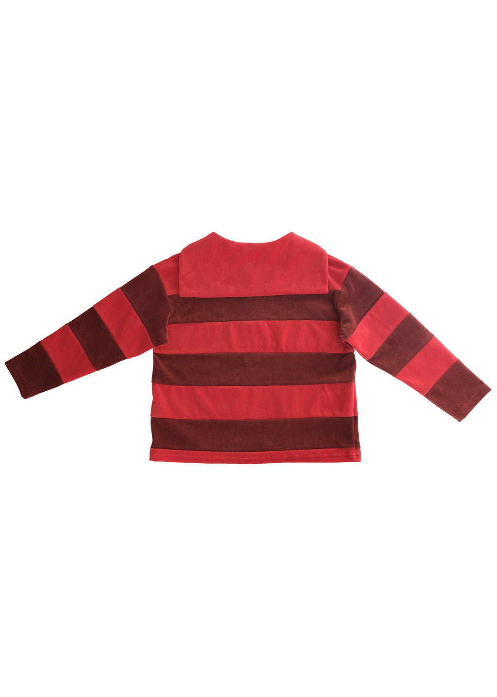 Velour Striped Pullover RED × MONKY BROWN