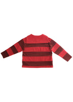 Velour Striped Pullover RED × MONKY BROWN