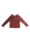 Velour Frill Collar Pullover CHESTNUT BROWN