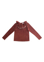 Velour Frill Collar Pullover CHESTNUT BROWN