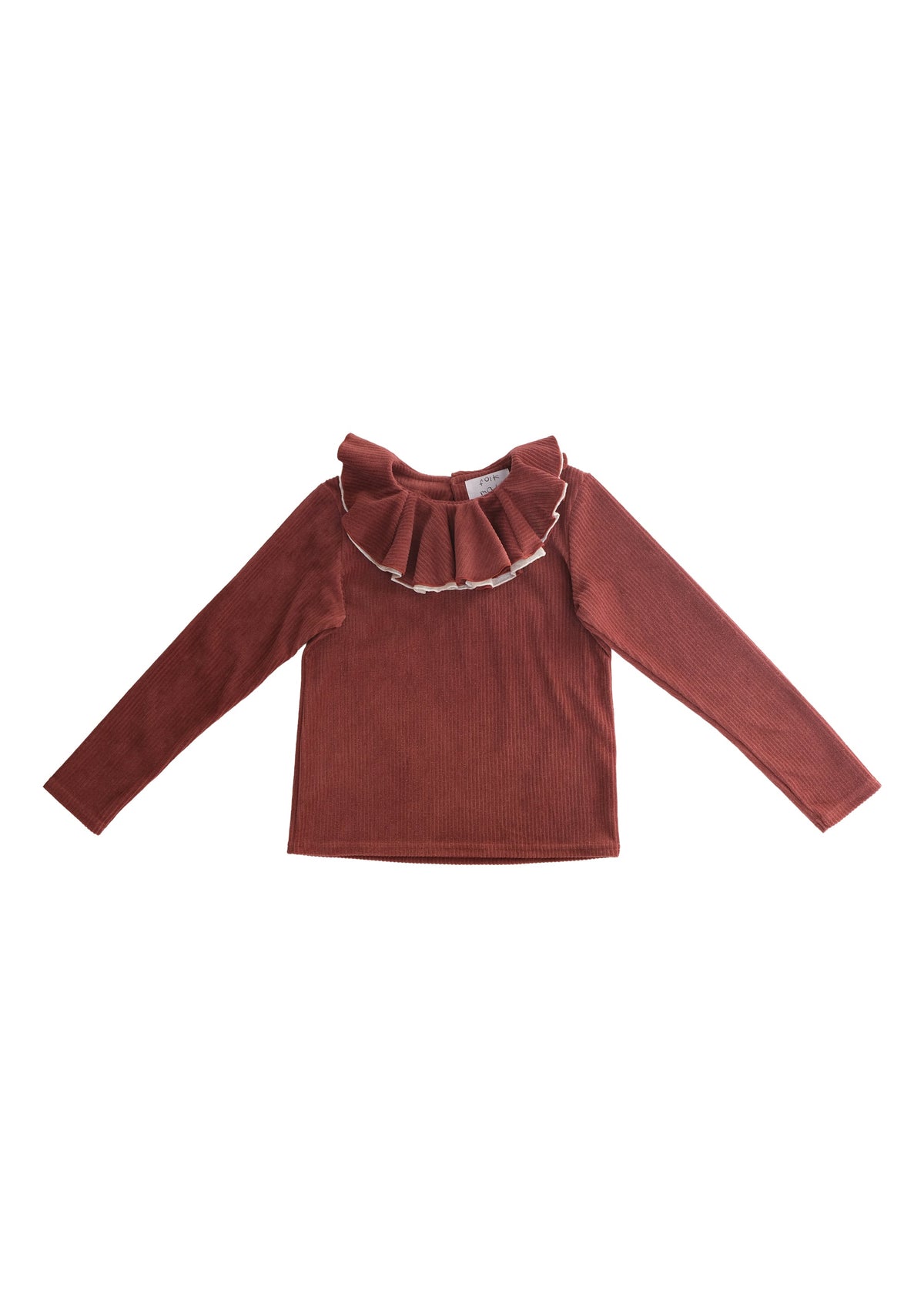 Velour Frill Collar Pullover CHESTNUT BROWN