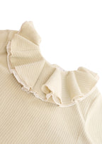 Velour Frill Collar Pullover SAND BEIGE