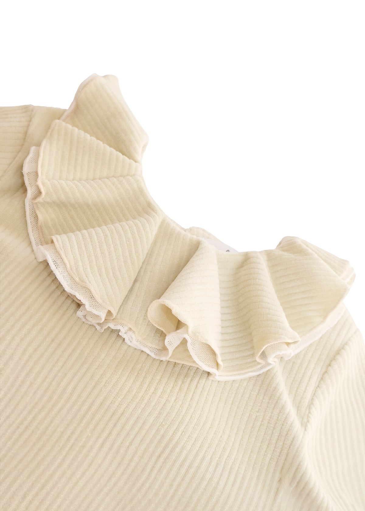 Velour Frill Collar Pullover SAND BEIGE